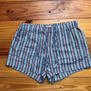 Just Living Orange Blue Cotton Striped Shorts, EUC, S